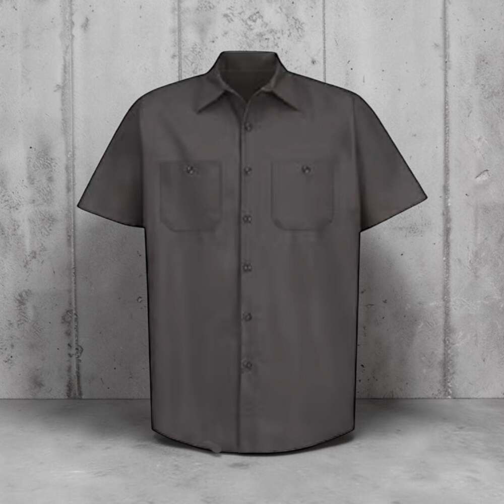 Red Kap Men's SP24 Short Sleeve Industrial Work Shirt, Charcoal